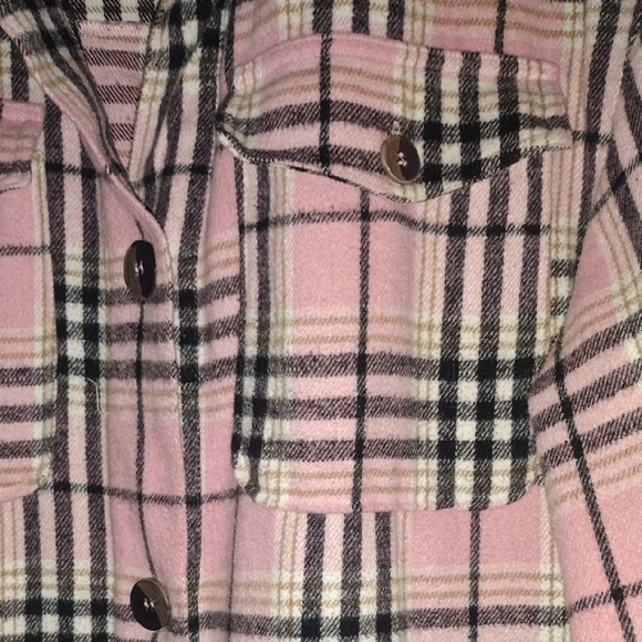 Fashion Nova Pink Plaid Longline Jacket - Picture 5 of 9